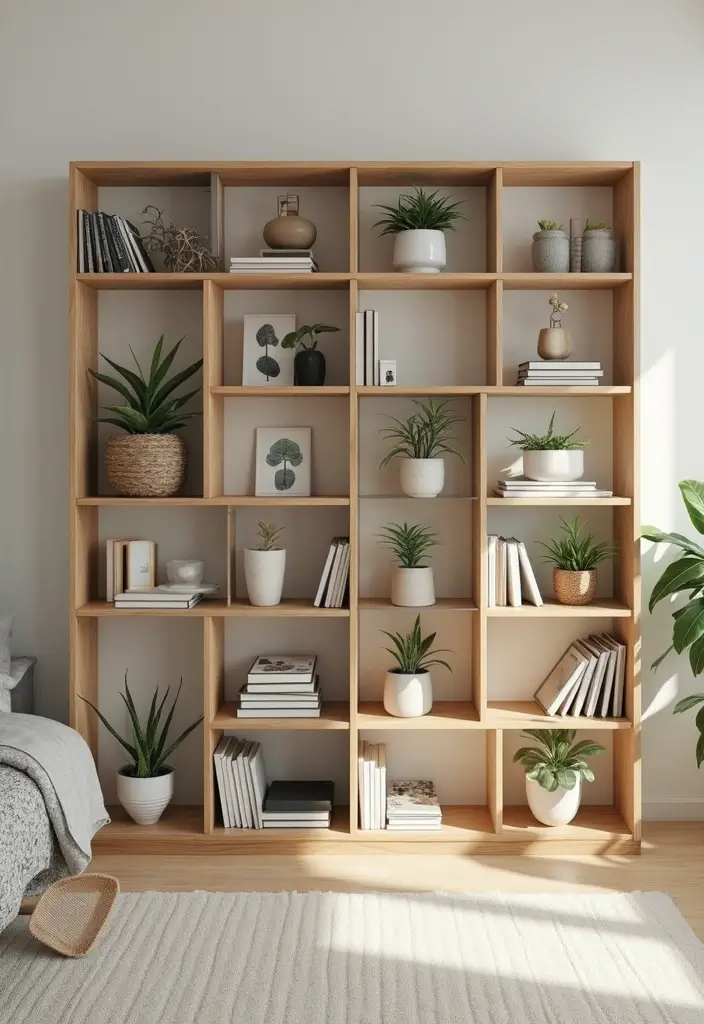 25 Bedroom Decor Ideas with Light Wood Furniture and Neutral Tones 54 25 Bedroom Decor Ideas with Light Wood Furniture and Neutral Tones - 20. Creative Bookshelves