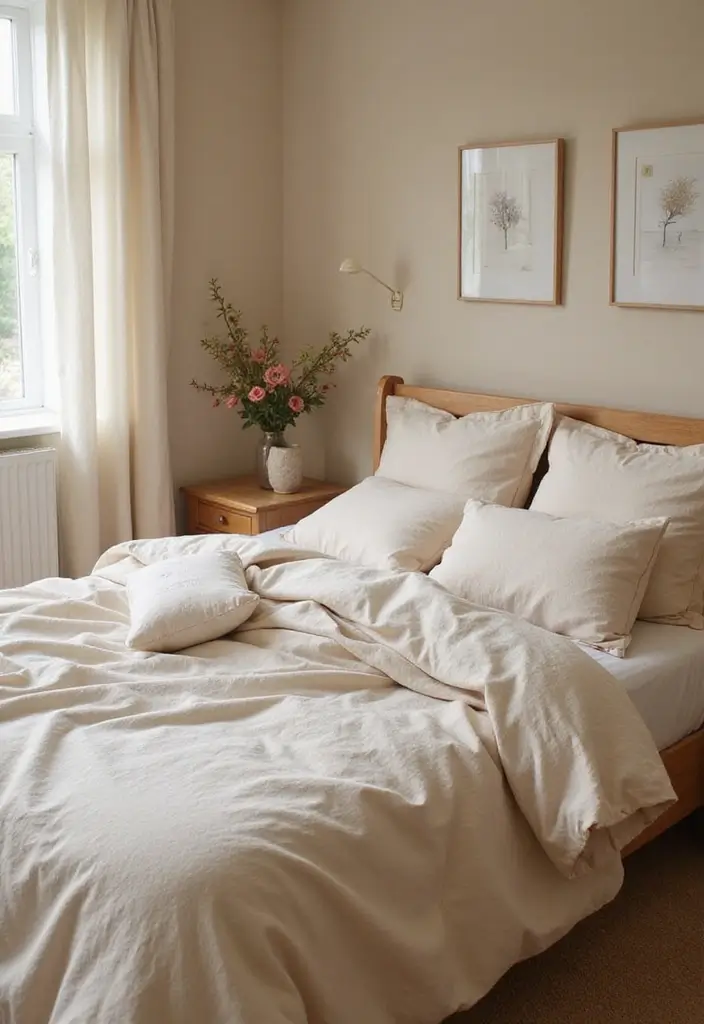 25 Bedroom Decor Ideas with Light Wood Furniture and Neutral Tones 61 25 Bedroom Decor Ideas with Light Wood Furniture and Neutral Tones - 21. Natural Fiber Beddings