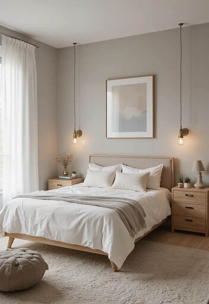 25 Bedroom Decor Ideas with Light Wood Furniture and Neutral Tones 62 25 Bedroom Decor Ideas with Light Wood Furniture and Neutral Tones - 22. A Touch of Metallics
