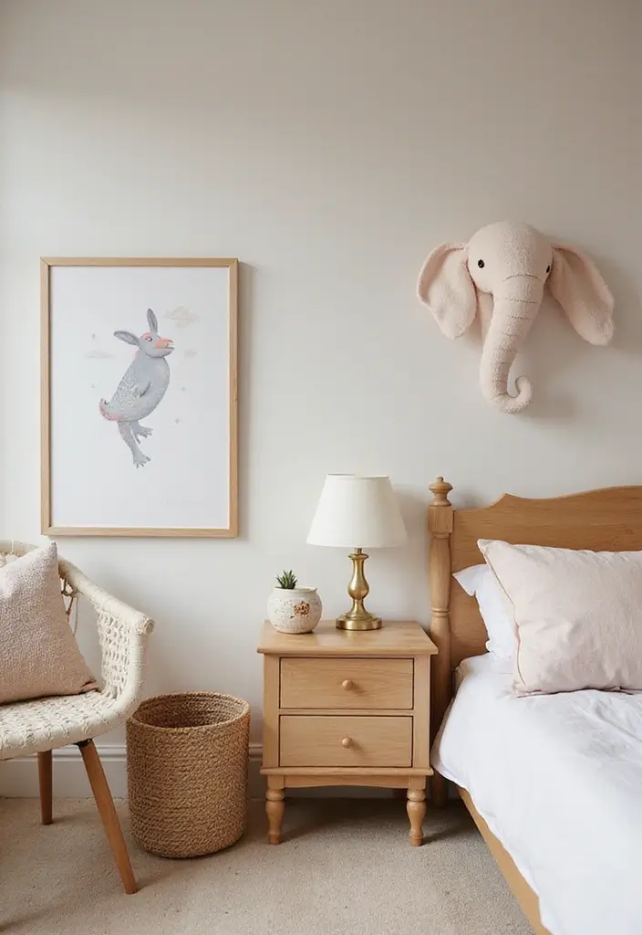 25 Bedroom Decor Ideas with Light Wood Furniture and Neutral Tones 63 25 Bedroom Decor Ideas with Light Wood Furniture and Neutral Tones - 23. Whimsical Decor Elements