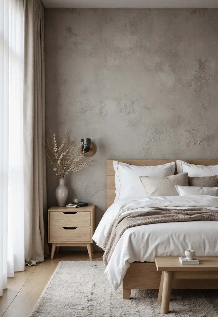 25 Bedroom Decor Ideas with Light Wood Furniture and Neutral Tones 66 25 Bedroom Decor Ideas with Light Wood Furniture and Neutral Tones - 24. Textured Walls