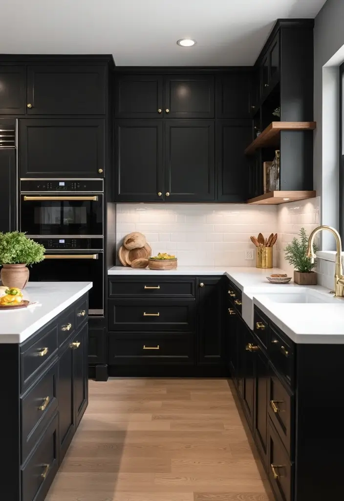 25 Black White and Wood Kitchen Decor Ideas for a Clean Look 1 25 Black White and Wood Kitchen Decor Ideas for a Clean Look - 1. Elegant Black Cabinets