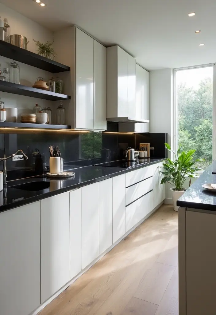25 Black White and Wood Kitchen Decor Ideas for a Clean Look 45 25 Black White and Wood Kitchen Decor Ideas for a Clean Look - 13. Black Countertops