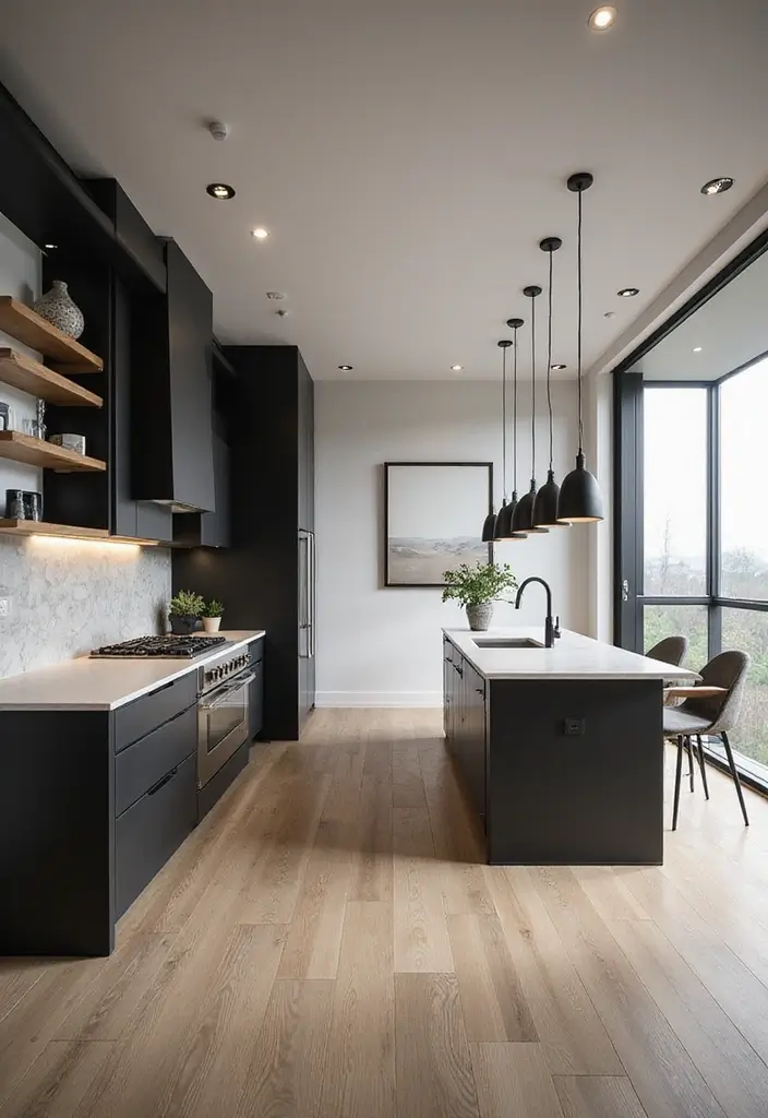 25 Black White and Wood Kitchen Decor Ideas for a Clean Look 58 25 Black White and Wood Kitchen Decor Ideas for a Clean Look - 20. Open Concept Layout