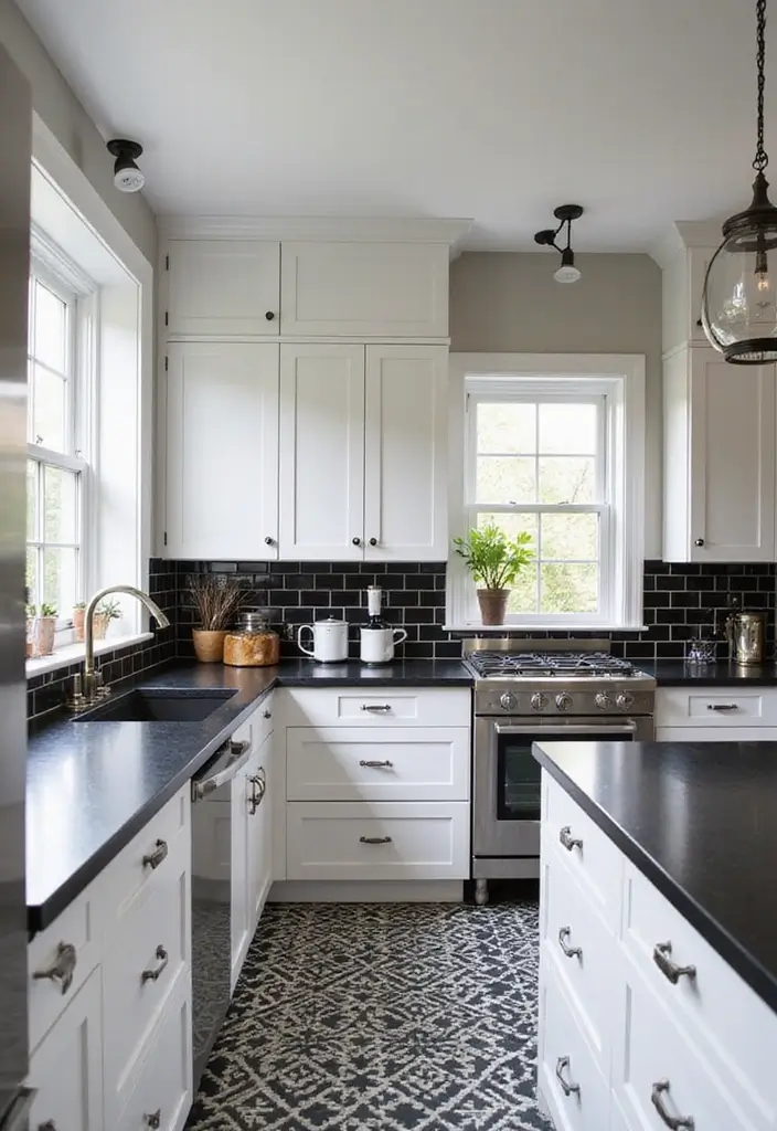 25 Black White and Wood Kitchen Decor Ideas for a Clean Look 72 25 Black White and Wood Kitchen Decor Ideas for a Clean Look - 22. Statement Backsplash