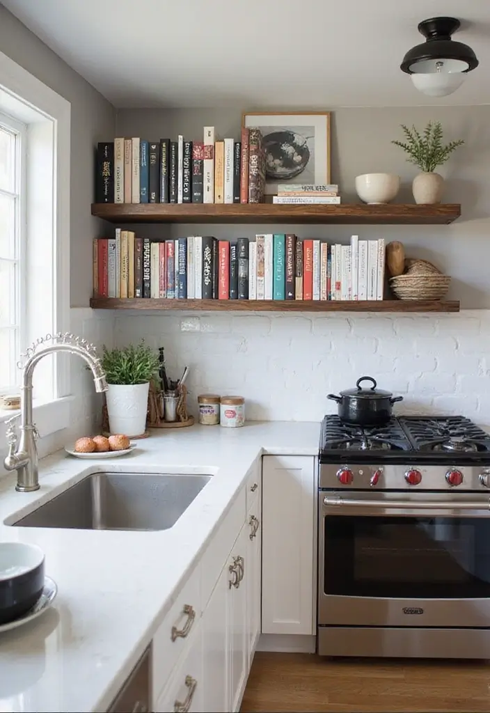 25 Black White and Wood Kitchen Decor Ideas for a Clean Look 80 25 Black White and Wood Kitchen Decor Ideas for a Clean Look - 24. Stylish Cookbook Displays