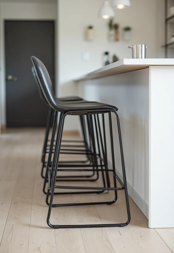 25 Black White and Wood Kitchen Decor Ideas for a Clean Look 35 25 Black White and Wood Kitchen Decor Ideas for a Clean Look - 9. Streamlined Bar Stools