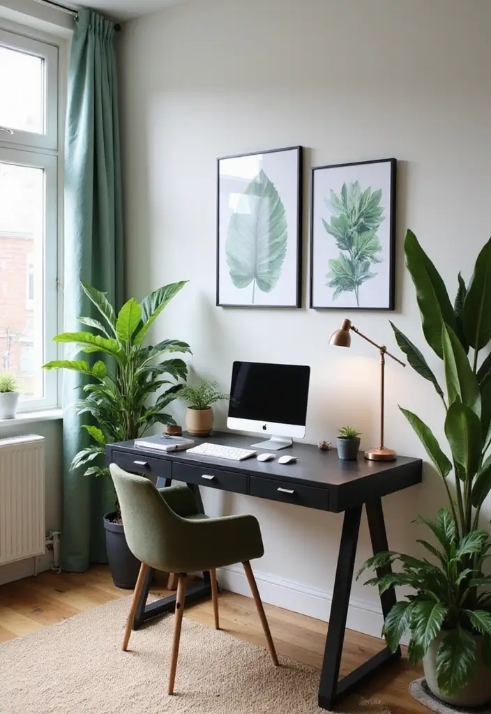 25 Black Wood and Green Decor Ideas for Earthy Modern Homes 19 25 Black Wood and Green Decor Ideas for Earthy Modern Homes - 13. Black Wood and Green Decor in Home Office