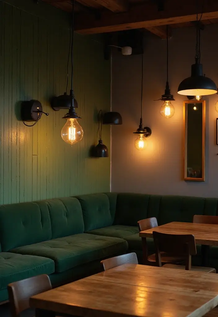 25 Black Wood and Green Decor Ideas for Earthy Modern Homes 26 25 Black Wood and Green Decor Ideas for Earthy Modern Homes - 14. Black Wood Lighting Fixtures with Green Accents