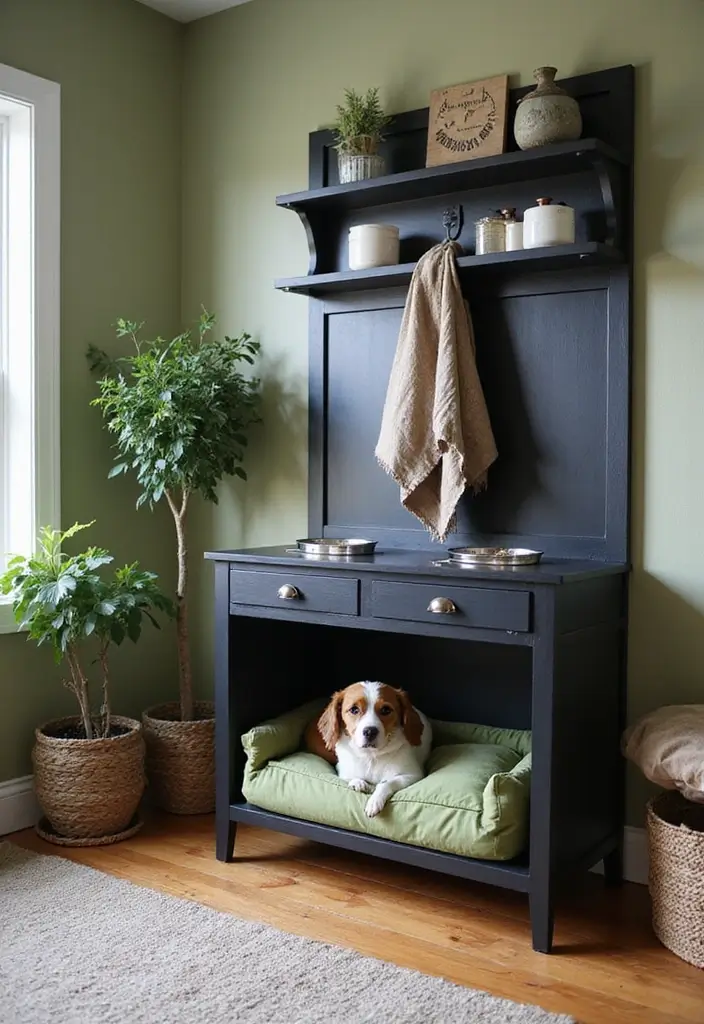 25 Black Wood and Green Decor Ideas for Earthy Modern Homes 34 25 Black Wood and Green Decor Ideas for Earthy Modern Homes - 18. Black Wood and Green Decor for Pet Spaces