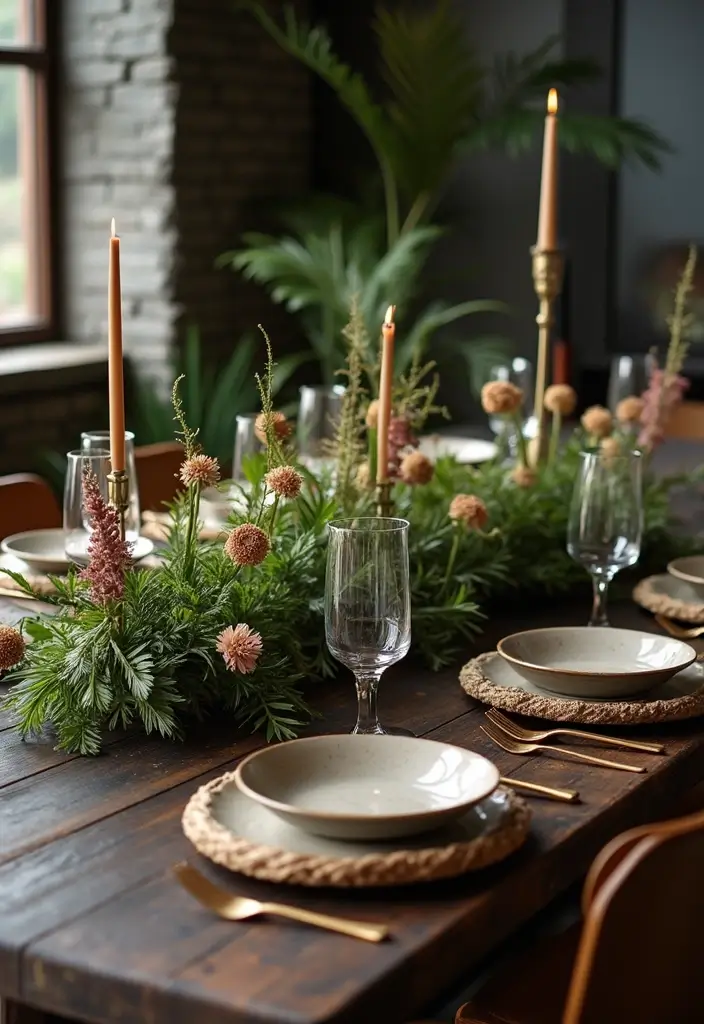 25 Black Wood and Green Decor Ideas for Earthy Modern Homes 4 25 Black Wood and Green Decor Ideas for Earthy Modern Homes - 4. Black Wood Dining Table with Natural Centerpiece