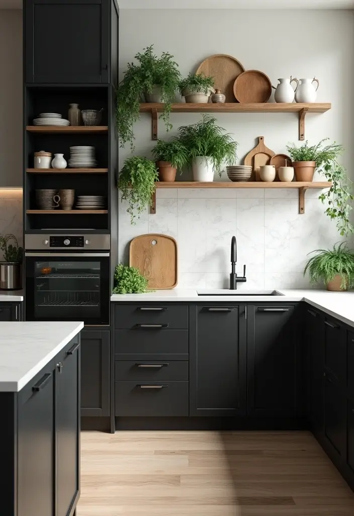 25 Black Wood and Green Decor Ideas for Earthy Modern Homes 5 25 Black Wood and Green Decor Ideas for Earthy Modern Homes - 5. Black Wood Accents in the Kitchen