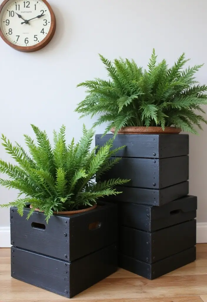 25 Black Wood and Green Decor Ideas for Earthy Modern Homes 7 25 Black Wood and Green Decor Ideas for Earthy Modern Homes - 7. Black Wood Storage Solutions with Green Plants