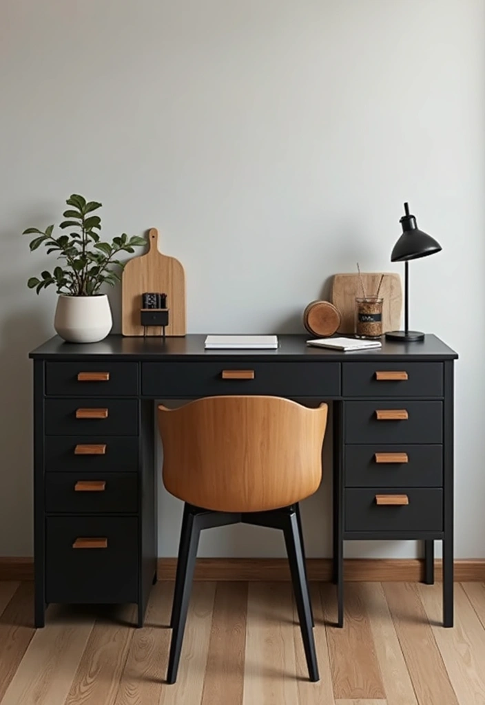 25 Black and Wood Office Decor Ideas That Boost Productivity 1 25 Black and Wood Office Decor Ideas That Boost Productivity - 1. Sleek Black Desk with Wooden Accents
