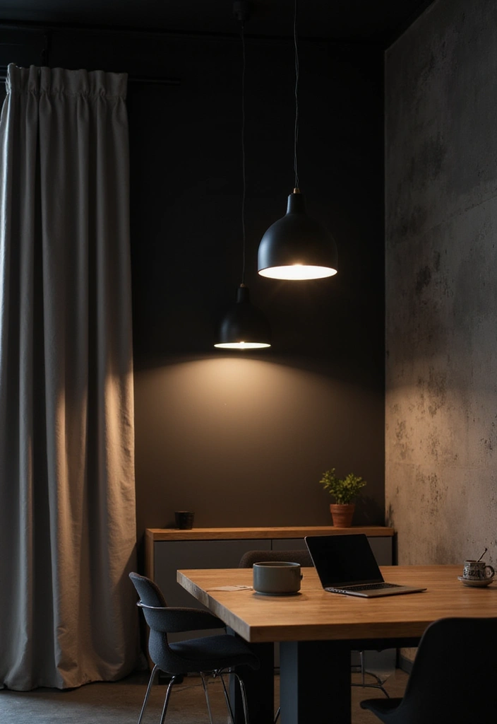 25 Black and Wood Office Decor Ideas That Boost Productivity 22 25 Black and Wood Office Decor Ideas That Boost Productivity - 10. Modern Black Light Fixtures