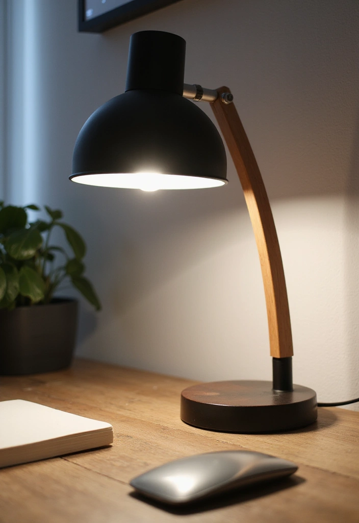25 Black and Wood Office Decor Ideas That Boost Productivity 23 25 Black and Wood Office Decor Ideas That Boost Productivity - 11. Black and Wood Task Lighting
