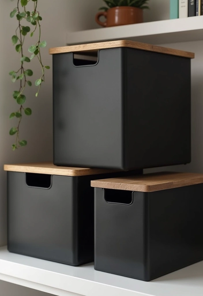 25 Black and Wood Office Decor Ideas That Boost Productivity 40 25 Black and Wood Office Decor Ideas That Boost Productivity - 16. Black and Wood Storage Boxes