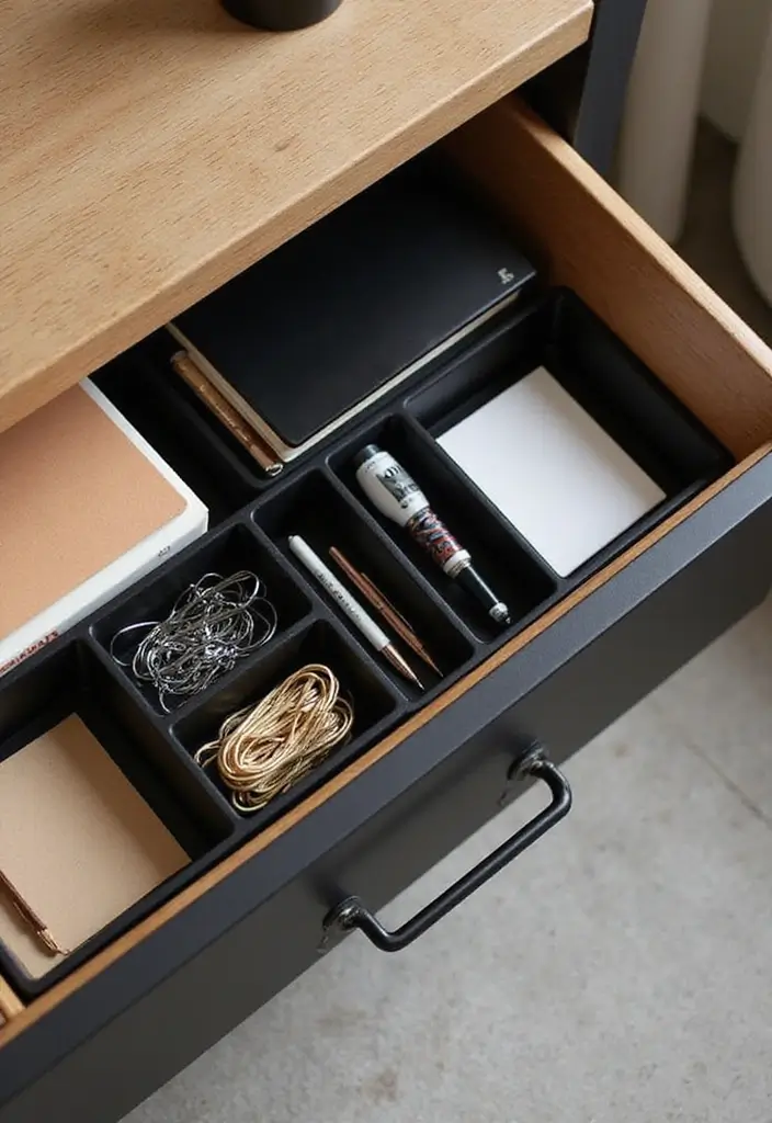 25 Black and Wood Office Decor Ideas That Boost Productivity 48 25 Black and Wood Office Decor Ideas That Boost Productivity - 20. Black and Wood Drawer Organizers