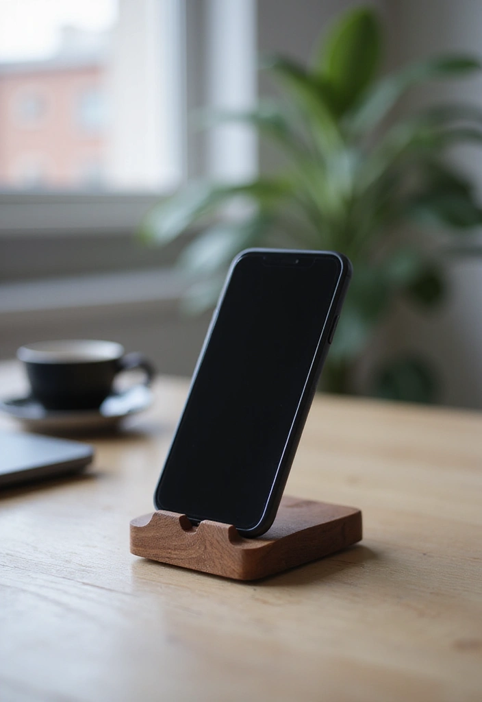 25 Black and Wood Office Decor Ideas That Boost Productivity 64 25 Black and Wood Office Decor Ideas That Boost Productivity - 24. Black and Wood Phone Stand