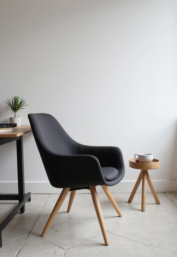 25 Black and Wood Office Decor Ideas That Boost Productivity 10 25 Black and Wood Office Decor Ideas That Boost Productivity - 6. Minimalist Black Chair with Wooden Legs