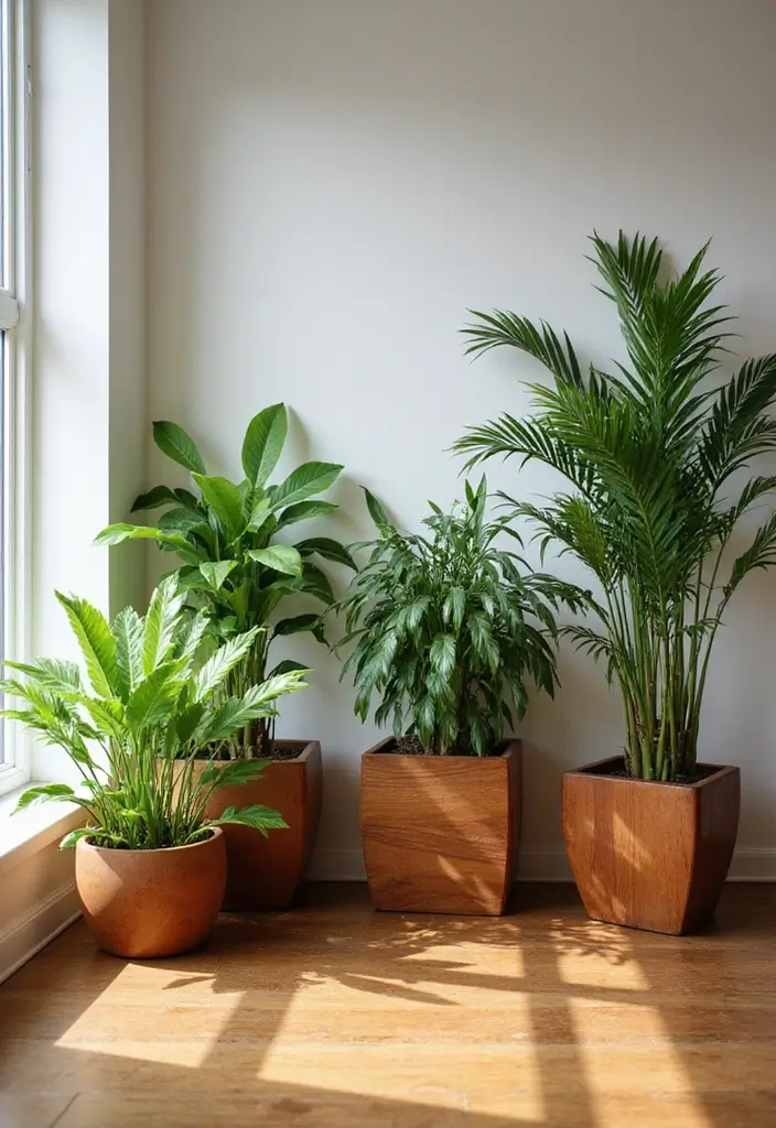 25 Cherry Wood Living Room Decor Ideas That Add Rich Warmth 22 25 Cherry Wood Living Room Decor Ideas That Add Rich Warmth - 10. Cherry Wood Planters for Green Touch