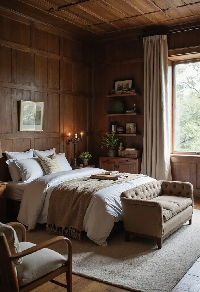 25 Cozy Master Bedroom Decor Ideas with Dark Wood Furniture 40 25 Cozy Master Bedroom Decor Ideas with Dark Wood Furniture - 12. Dark Wood Accents