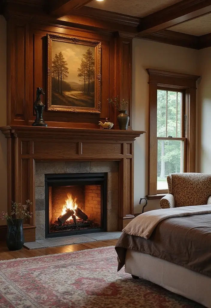 25 Cozy Master Bedroom Decor Ideas with Dark Wood Furniture 63 25 Cozy Master Bedroom Decor Ideas with Dark Wood Furniture - 19. Warm Coziness with Fireplaces