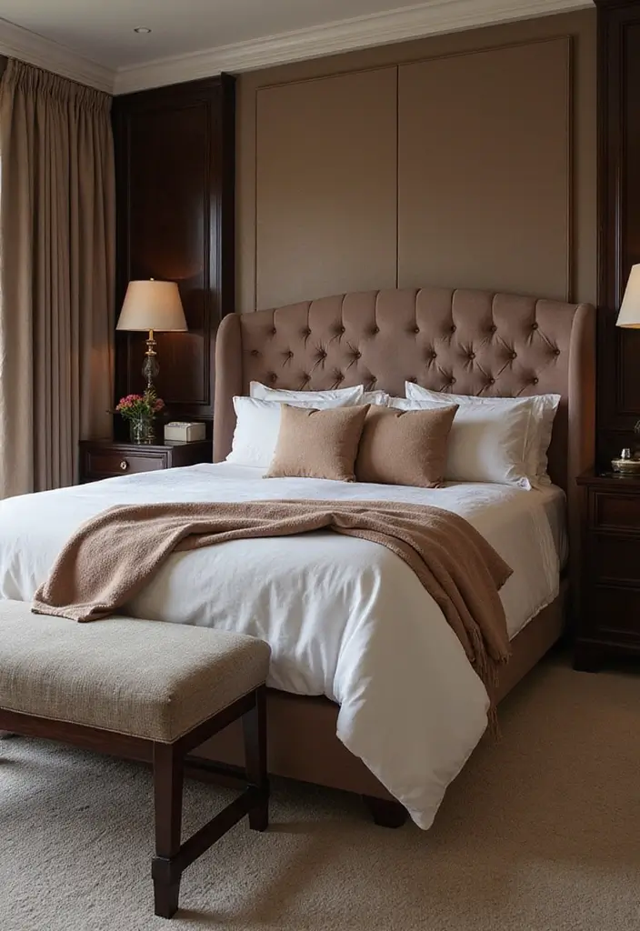 25 Cozy Master Bedroom Decor Ideas with Dark Wood Furniture 67 25 Cozy Master Bedroom Decor Ideas with Dark Wood Furniture - 21. Touch of Luxury