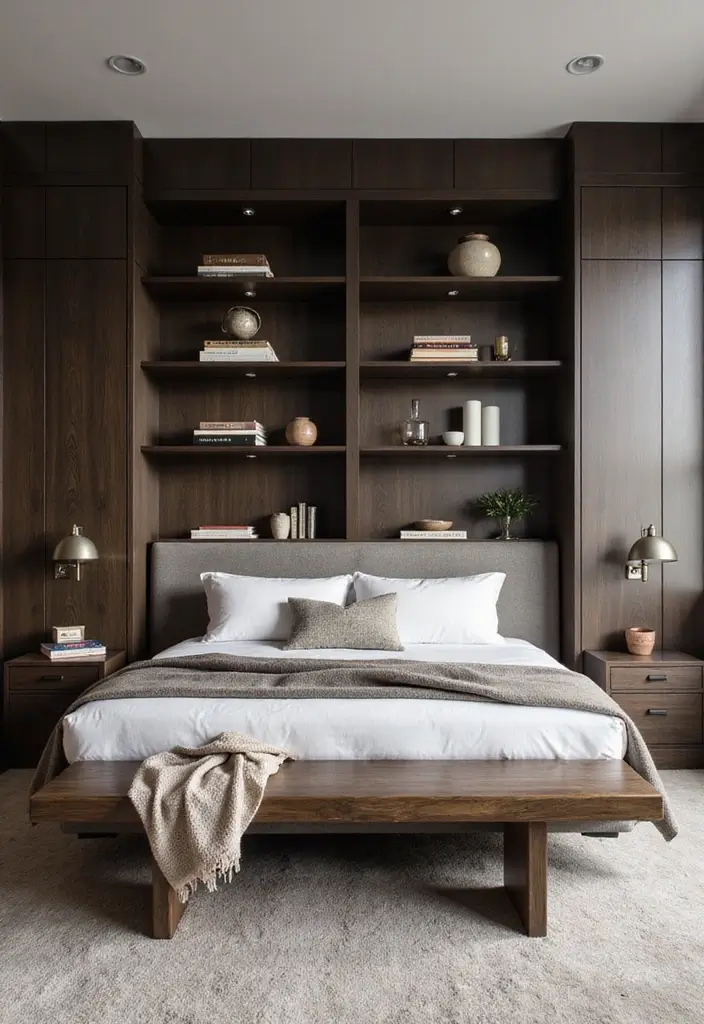 25 Cozy Master Bedroom Decor Ideas with Dark Wood Furniture 75 25 Cozy Master Bedroom Decor Ideas with Dark Wood Furniture - 23. Smart Storage Solutions