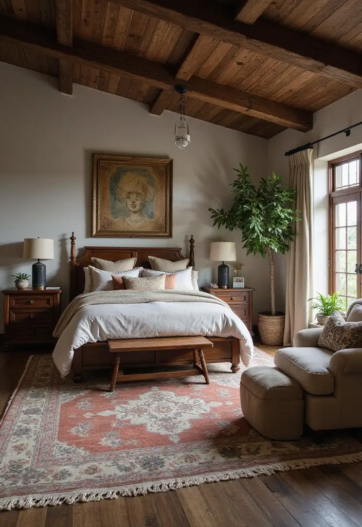 25 Cozy Master Bedroom Decor Ideas with Dark Wood Furniture 23 25 Cozy Master Bedroom Decor Ideas with Dark Wood Furniture - 7. Vintage Finds