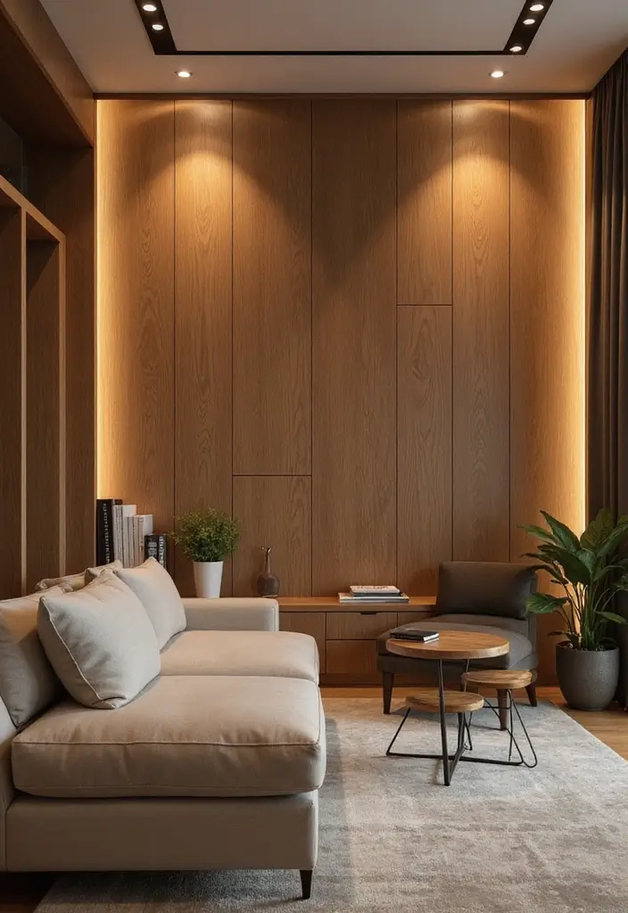 25 Creative Wood Wall Design Ideas for Modern Interiors 37 25 Creative Wood Wall Design Ideas for Modern Interiors - 15. Wall Panels with Integrated Lighting