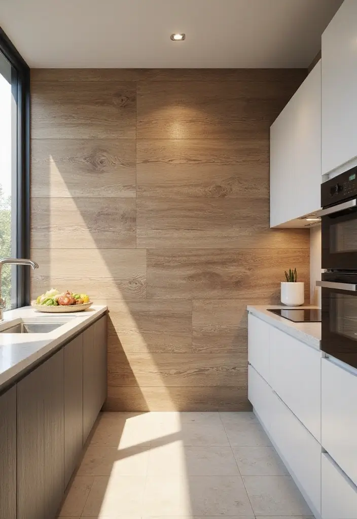 25 Creative Wood Wall Design Ideas for Modern Interiors 7 25 Creative Wood Wall Design Ideas for Modern Interiors - 5. Faux Wood Wall for Easy Maintenance