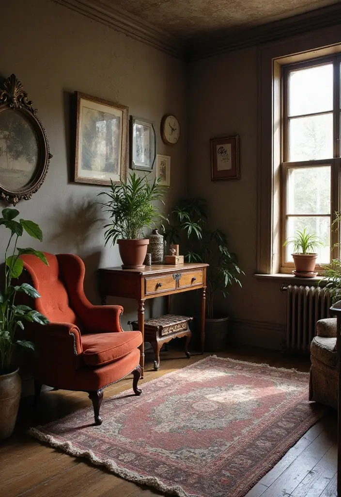 25 Dark Brown Wood Floor Living Room Decor Ideas for a Warm Modern Look 67 25 Dark Brown Wood Floor Living Room Decor Ideas for a Warm Modern Look - 13. Incorporating Vintage Finds