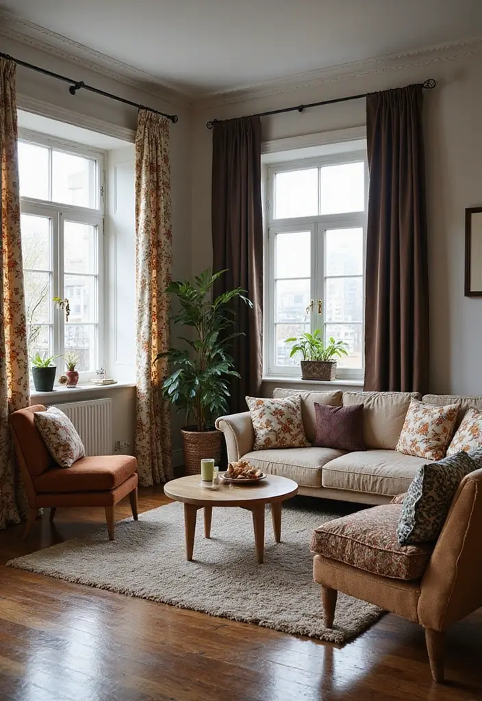 25 Dark Brown Wood Floor Living Room Decor Ideas for a Warm Modern Look 68 25 Dark Brown Wood Floor Living Room Decor Ideas for a Warm Modern Look - 14. Play with Patterns