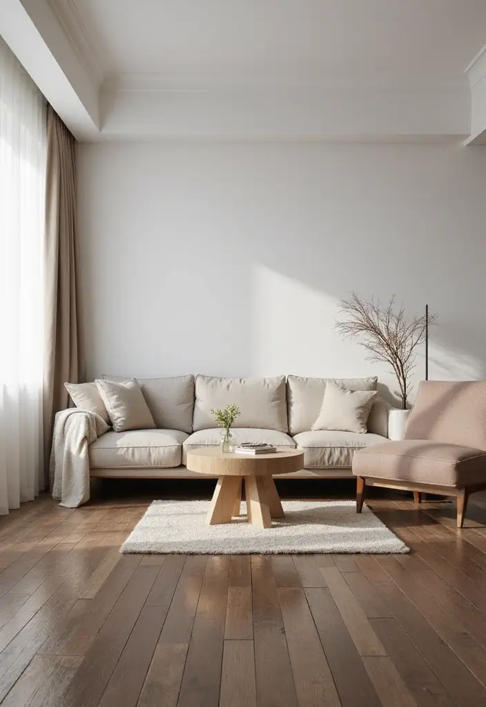 25 Dark Brown Wood Floor Living Room Decor Ideas for a Warm Modern Look 69 25 Dark Brown Wood Floor Living Room Decor Ideas for a Warm Modern Look - 15. Minimalist Approach