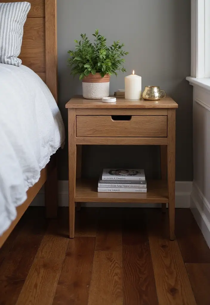 25 Dark Wood Floor Bedroom Decor Ideas for a Timeless Feel - 14. Cozy Bedside Tables