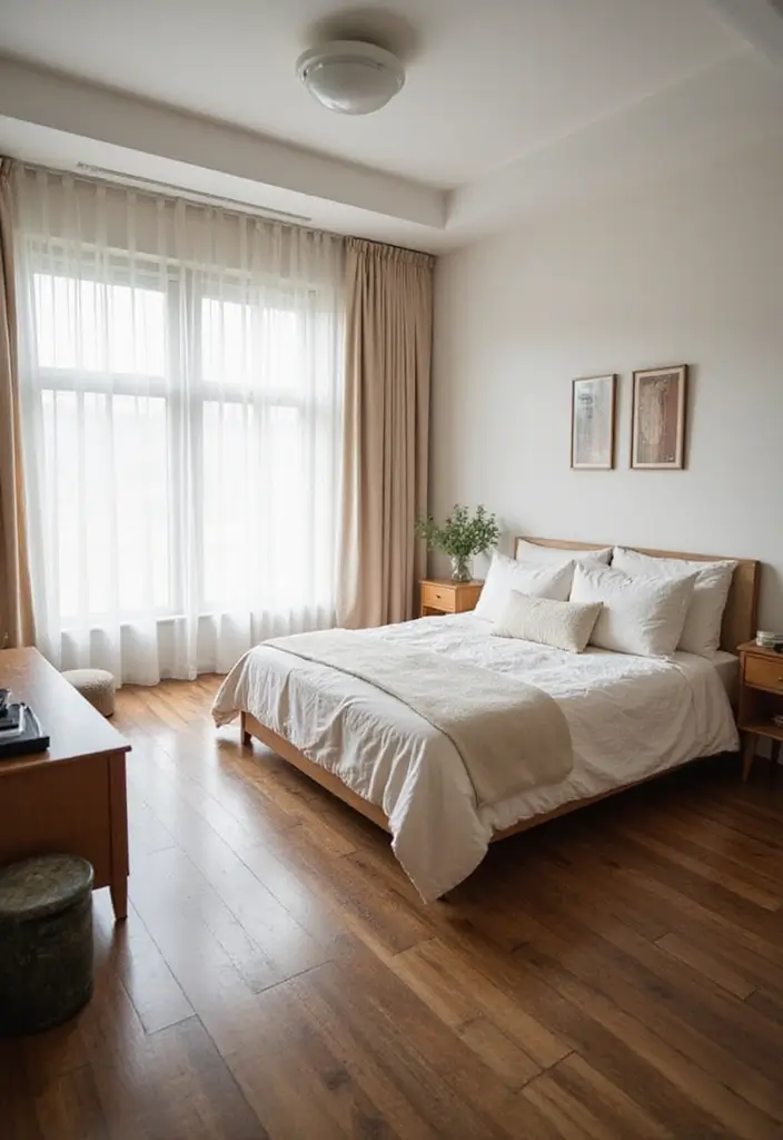 25 Dark Wood Floor Bedroom Decor Ideas for a Timeless Feel - 15. Emphasize Natural Light