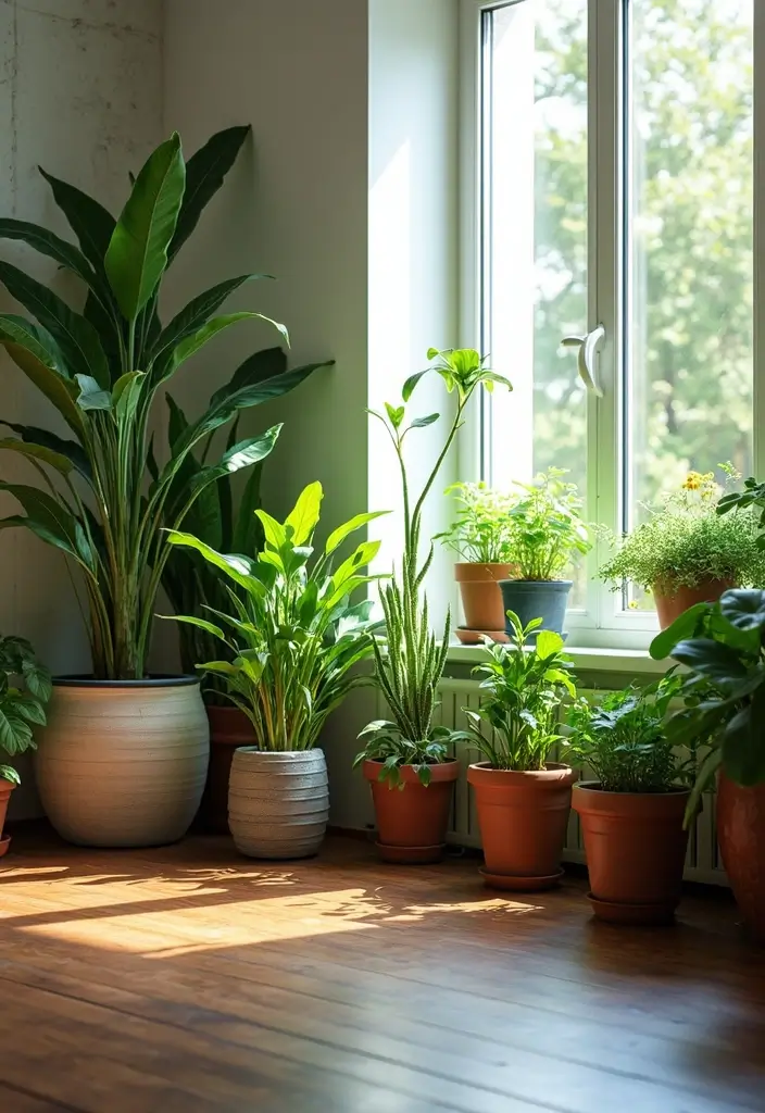 25 Dark Wood Floor Bedroom Decor Ideas for a Timeless Feel - 16. Go Green with Indoor Plants