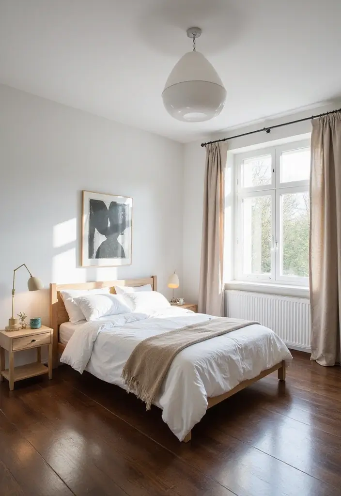 25 Dark Wood Floor Bedroom Decor Ideas for a Timeless Feel - 5. Scandinavian Influence