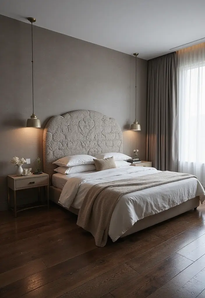 25 Dark Wood Floor Bedroom Decor Ideas for a Timeless Feel - 8. Statement Headboards