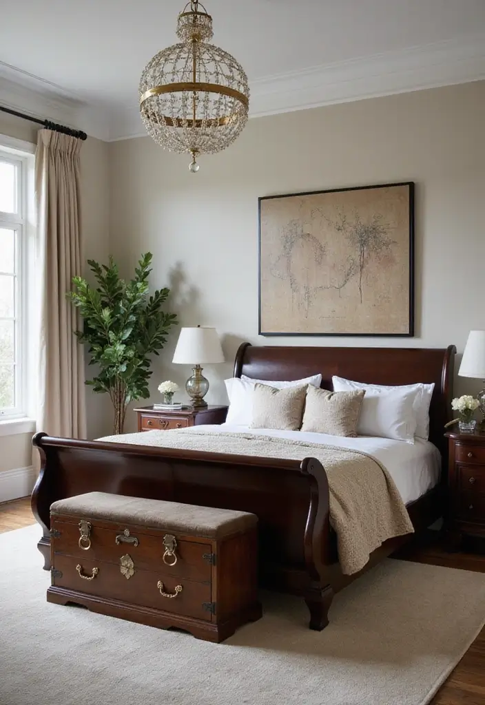 25 Dark Wood Sleigh Bed Decor Ideas for Elegant Bedrooms 74 25 Dark Wood Sleigh Bed Decor Ideas for Elegant Bedrooms - 20. Statement Furniture Pieces