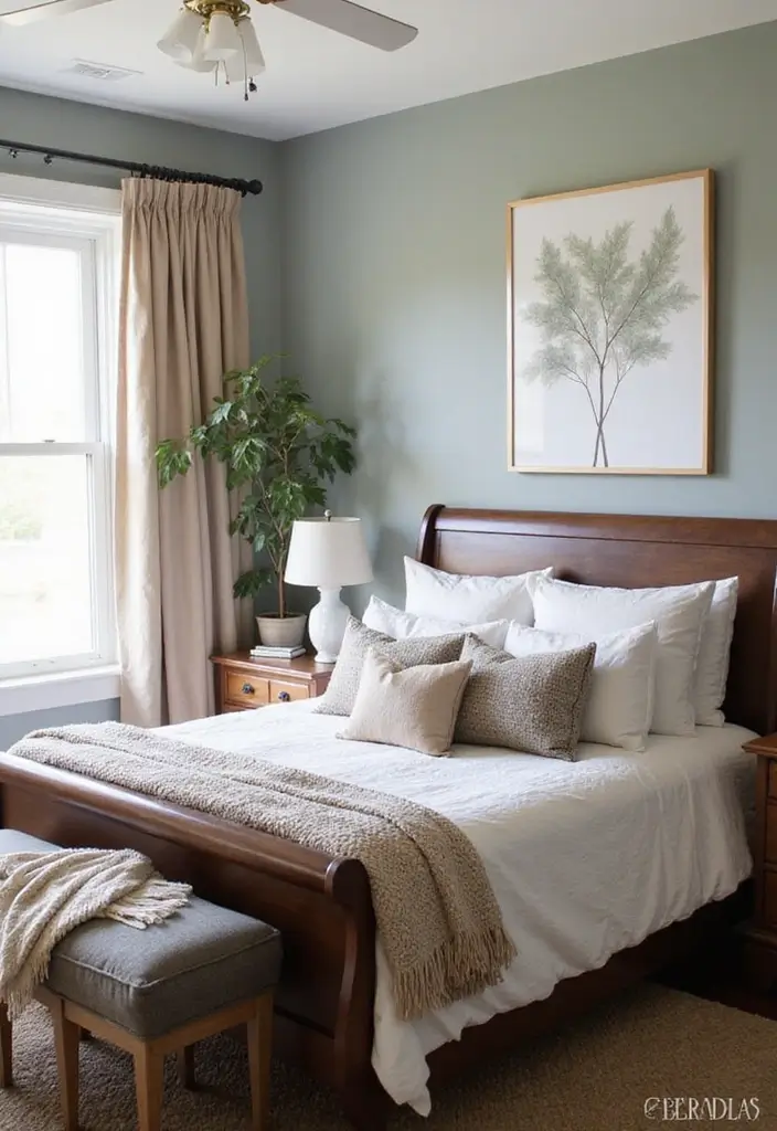 25 Dark Wood Sleigh Bed Decor Ideas for Elegant Bedrooms 82 25 Dark Wood Sleigh Bed Decor Ideas for Elegant Bedrooms - 22. Seasonal Decor Changes