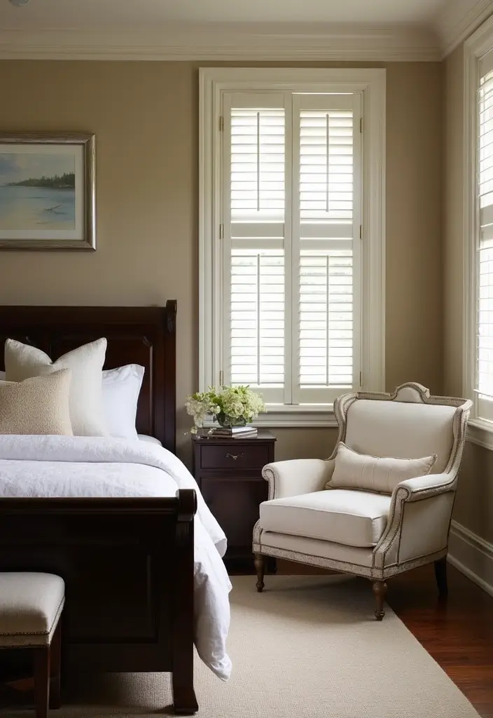 25 Dark Wood Sleigh Bed Decor Ideas for Elegant Bedrooms 89 25 Dark Wood Sleigh Bed Decor Ideas for Elegant Bedrooms - 23. Elegant Accent Chairs