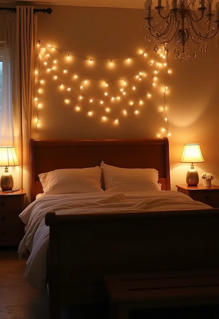 25 Dark Wood Sleigh Bed Decor Ideas for Elegant Bedrooms 25 25 Dark Wood Sleigh Bed Decor Ideas for Elegant Bedrooms - 5. Play with Lighting