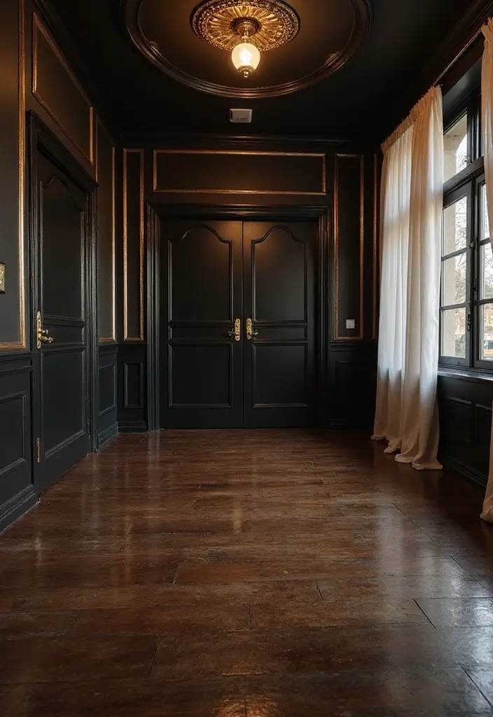 25 Decor Ideas That Match Perfectly with Dark Wood Floors 29 25 Decor Ideas That Match Perfectly with Dark Wood Floors - 11. Metallic Accents for a Touch of Glamour