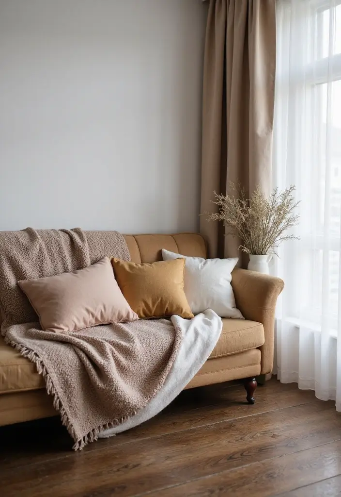 25 Decor Ideas That Match Perfectly with Dark Wood Floors 2 25 Decor Ideas That Match Perfectly with Dark Wood Floors - 2. Cozy Textiles in Warm Tones