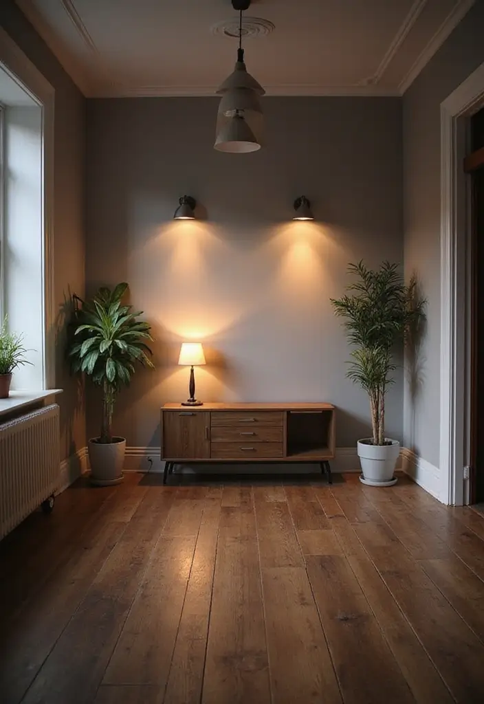 25 Decor Ideas That Match Perfectly with Dark Wood Floors 17 25 Decor Ideas That Match Perfectly with Dark Wood Floors - 5. Bright Lighting Fixtures for Enhanced Ambiance