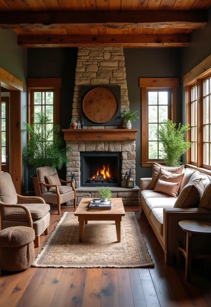 25 Decor Ideas That Match Perfectly with Dark Wood Floors 18 25 Decor Ideas That Match Perfectly with Dark Wood Floors - 6. Rustic Accents to Warm Up the Space