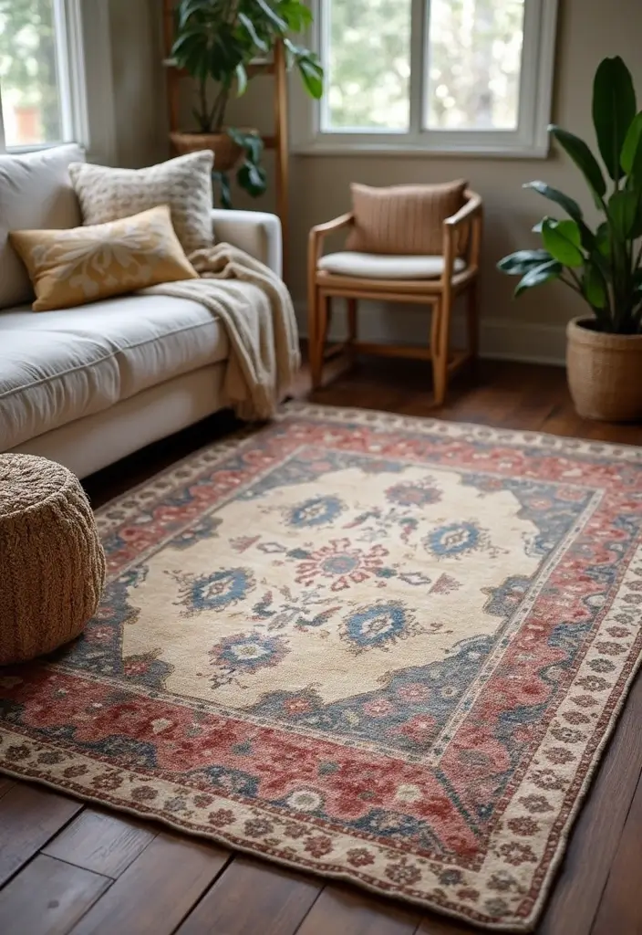 25 Decor Ideas That Match Perfectly with Dark Wood Floors 19 25 Decor Ideas That Match Perfectly with Dark Wood Floors - 7. Layered Rugs for Added Warmth