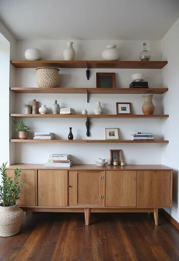 25 Decor Ideas That Match Perfectly with Dark Wood Floors 20 25 Decor Ideas That Match Perfectly with Dark Wood Floors - 8. Open Shelving for Display and Storage